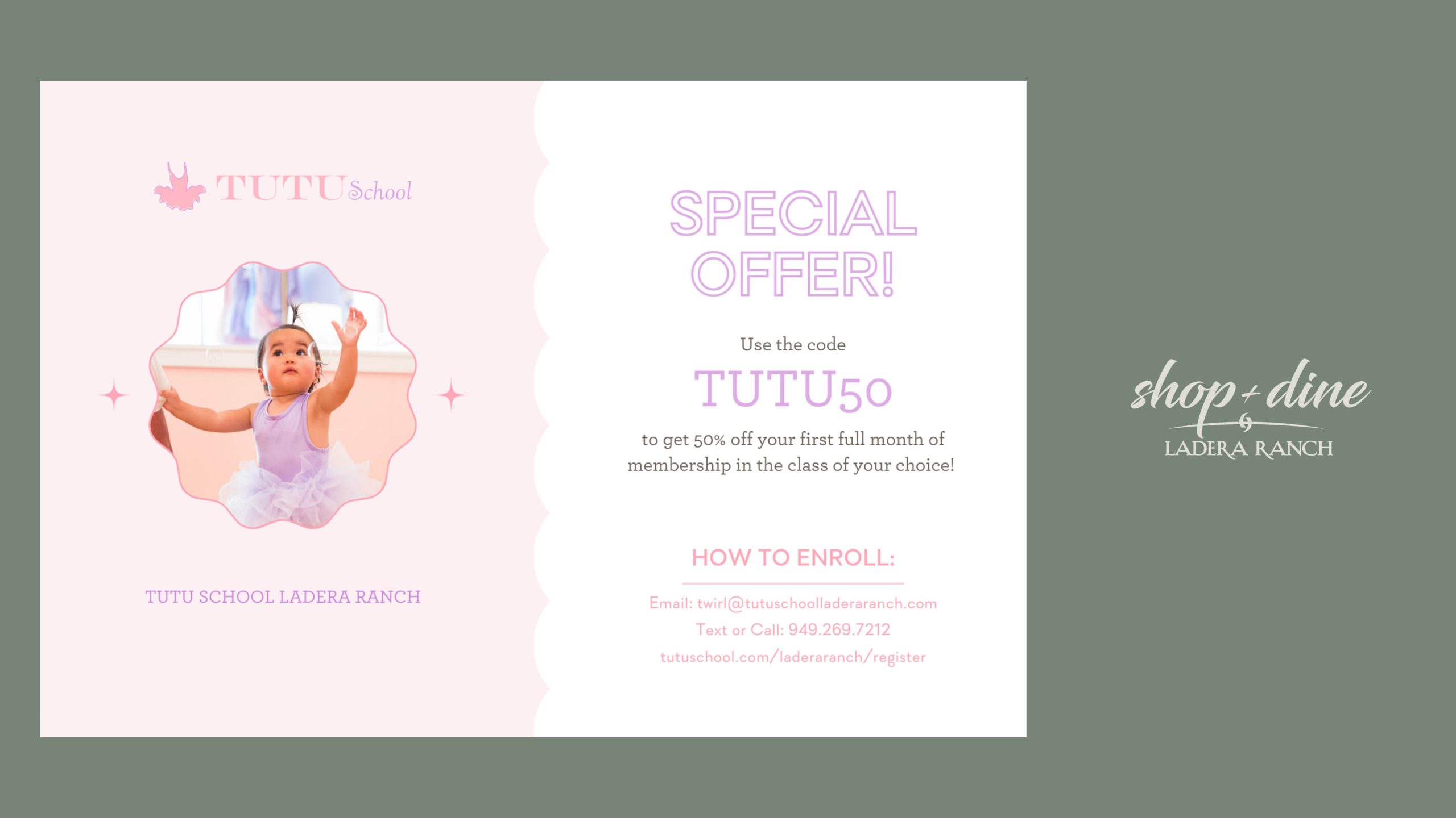 50% OFF your first full month of Membership at Tutu School! icon